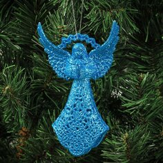 Елочное украшение Ангел, голубое, 10х2.5х16 см, SYYKLA-1919112LB