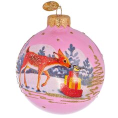 Елочный шар Рождественское чудо, 8 см, стекло, КУ-80-18018
