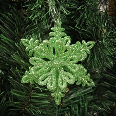 Елочное украшение Снежинка, зеленое, 11.5х11.5 см, SYYKLB-182279