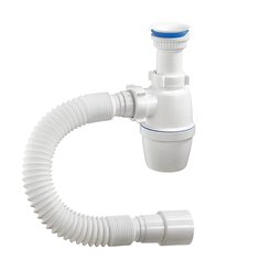 Сифон для мойки, 1" 1/2, 40х40/50, полипропилен, с выпуском, с гофрой, Orio, А-72059