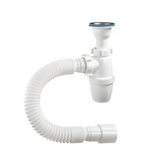 Сифон для мойки, 1" 1/2, 40х40/50, полипропилен, с выпуском, с гофрой, Orio, А-32019