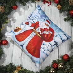 Чехол на подушку Новый год Дед Мороз, 100% полиэстер, 45х45 см, T2023-3259