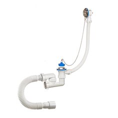 Сифон для ванны, 40х40/50, с выпуском, с переливом, круглый, Orio, А-80089