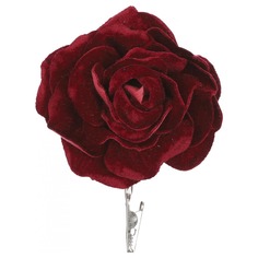 Декор роза на клипсе Edelman ny 12 см бордовая