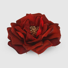 Роза декоративная Edg на клипсе 16 см бургунди