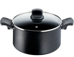 Кастрюля с крышкой Black Stone 5.2 л 24 см G2814602 Tefal