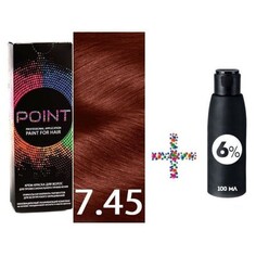 POINT, Крем-краска для волос 7.45 и крем-окислитель 6%