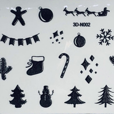 Набор, Anna Tkacheva, 3D-стикер №002 «Новый год. Зима», черный, 2 шт.