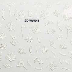 Набор, Anna Tkacheva, 3D-стикер №045 «Цветы. Листья», белый, 2 шт.