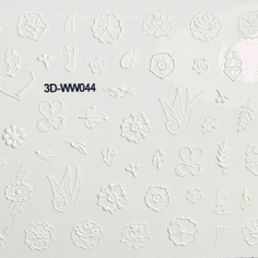 Набор, Anna Tkacheva, 3D-стикер №044 «Цветы. Листья», белый, 2 шт.
