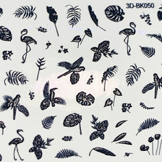 Набор, Anna Tkacheva, 3D-стикер №050 «Листья. Фламинго», черный, 2 шт.