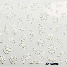 Набор, Anna Tkacheva, 3D-стикер №046 «Цветы. Листья», белый, 2 шт.