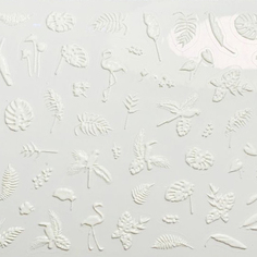 Набор, Anna Tkacheva, 3D-стикер №050 «Листья. Фламинго», белый, 2 шт.