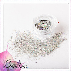 Набор, Serebro, Дизайн для ногтей «Лазерный блеск», серебряный, 4 шт.