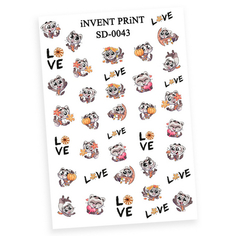 Набор, iNVENT PRiNT, Слайдер-дизайн «Кот. Love. Осень» №SD-43, 3 шт.