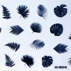 Набор, Anna Tkacheva, 3D-стикер №016 «Листья. Веточки», черный, 2 шт.