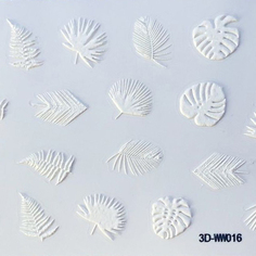 Набор, Anna Tkacheva, 3D-стикер №016 «Листья. Веточки», белый, 2 шт.