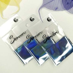 Набор, Serebro, Фольга для дизайна ногтей №36, голубой, глянц, 5 шт.