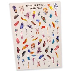 Набор, iNVENT PRiNT, Фольгированный слайдер «Микс. Перья. Стрелы. Ловец снов» №FOiL-068, 3 шт.