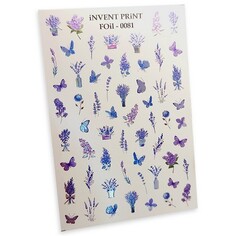 Набор, iNVENT PRiNT, Фольгированный слайдер «Цветы. Бабочки. Веточки» №FOiL-081, 3 шт.