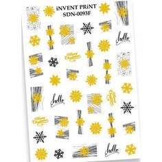 Набор, iNVENT PRiNT, Слайдер-дизайн «Новый год. Зима. Золотые снежинки» №SDNF-93, 2 шт.