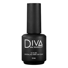 Diva Nail Technology, Топ для гель-лака Crystal No Wipe, 15 мл