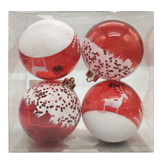 Шары елочные в наборах набор шаров MAXIJOY Красный лес 80мм 4шт пластик красный