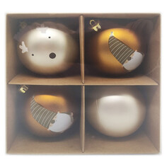 Шары елочные в наборах набор шаров MAXIJOY Гномики 80мм 4шт пластик золото