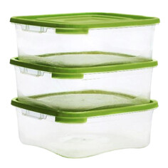 Контейнеры для СВЧ и холодильника в наборах набор контейнеров ПОЛИМЕРБЫТ Каскад 3шт. 0,7л квадратные пластик микс цвета