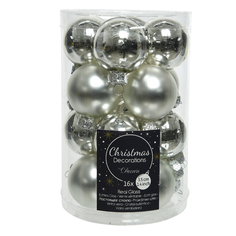 Шары елочные в наборах набор шаров 35мм 16шт стекло серебро Kaemingk
