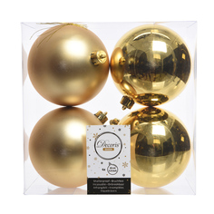 Шары елочные в наборах набор шаров 100мм 4шт пластик золото Kaemingk
