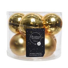 Шары елочные в наборах набор шаров 70мм 8шт стекло золото Kaemingk