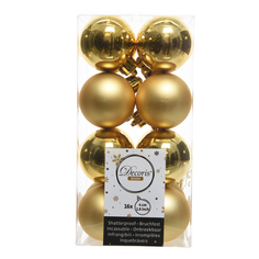 Шары елочные в наборах набор шаров 40мм 16шт пластик золото Kaemingk