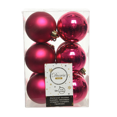 Шары елочные в наборах набор шаров 60мм 12шт пластик ягодно-розовый Kaemingk
