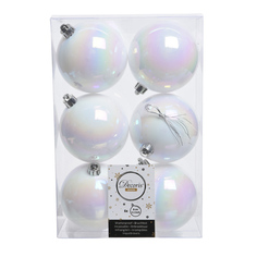 Шары елочные в наборах набор шаров 80мм 6шт пластик белый перламутровый Kaemingk