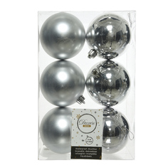 Шары елочные в наборах набор шаров 80мм 6шт пластик серебро Kaemingk