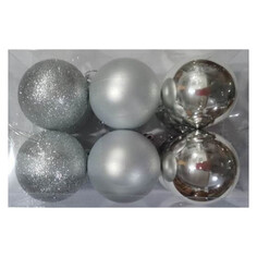 Шары елочные в наборах набор шаров 60мм 12шт пластик серебро микс