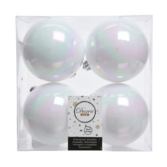 Шары елочные в наборах набор шаров 100мм 4шт пластик белый перламутровый Kaemingk