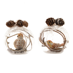 Игрушки елочные одиночные подвеска Птица в шаре 7см стекло белый в асс-те Kaemingk