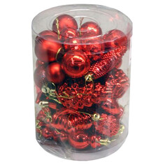Игрушки елочные в наборах набор подвесок Ассорти 40шт 3см пластик красный