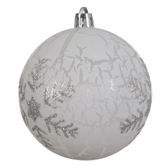 Шары елочные одиночные шар 80мм Снежинка пластик белый Kaemingk