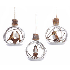 Игрушки елочные одиночные подвеска Птица в шаре 9см стекло в асс-те Kaemingk