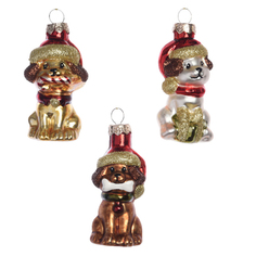 Игрушки елочные одиночные подвеска Собака 7см стекло мультиколор в асс-те Kaemingk