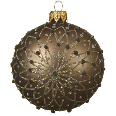 Шары елочные одиночные шар 80мм Снежинка золотая стекло серо-коричневый Kaemingk