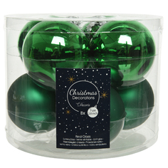 Шары елочные в наборах набор шаров 70мм 8шт стекло ярко-зелёный Kaemingk