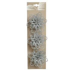 Игрушки елочные в наборах набор украшений Цветок 3шт 10см пластик серебро Kaemingk