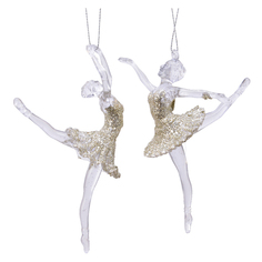 Игрушки елочные одиночные подвеска Балерина 13см пластик бело-золотая в асс-те Kaemingk