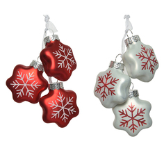 Игрушки елочные одиночные подвеска Снежинки в связке-3 4см стекло в асс-те Kaemingk