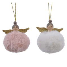 Игрушки елочные одиночные подвеска Ангел пушистый 7см п/э в асс-те Kaemingk
