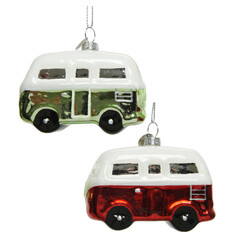 Игрушки елочные одиночные подвеска Автобус 6см стекло в асс-те Kaemingk